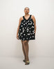 Curve poplin v-neck mini smock sundress with lace overlay in black and white polka dots