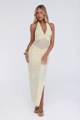 After Dark Affair Halter Maxi Dress Yellow