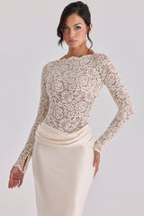 vintage ivory lace long sleeve bodysuit