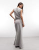 Weekday dropped armhole maxi dress with ruched detail in gray melange