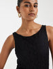 Vero Moda stretch floral lace sleeveless slash neck mini dress in black