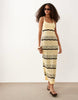 Miss Selfridge crochet maxi dress in butter yellow striped print