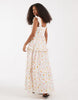 Vero Moda ruffle trim tiered maxi dress in cream based floral print