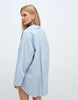 mini shirt dress in blue stripes with floral embroidery