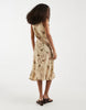 Motel Lisandy bloom leaf halter midaxi dress in taupe