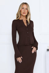 After Dark Charm Long Sleeve Top Brown