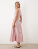 Brave Soul structured midi dress in pink & red stripes