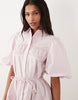 shirt mini dress with puff sleeve and tie detail in pale lilac