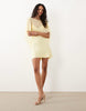 chiffon cape layer satin mini dress in buttermilk