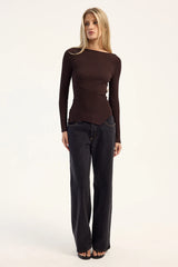 Perfect Stranger Bessie Knit Long Sleeve Top Brown