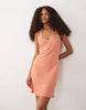 halterneck mini dress in orange stripe