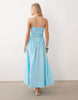 crinkle maxi sundress with shirred dropped waist in tropical turquoise