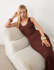 sleeveless scoop neck maxi dress in chocolate