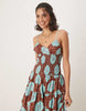 Free People adriel floral print knee length cami dress in nutmeg