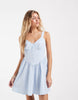 Vero Moda button front gingham mini dress in blue and white