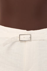 Perfect Stranger Maui Buckle Low Rise Linen Shorts White