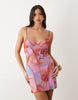mesh cami mini dress in red floral