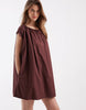 volume puff mini dress in rust
