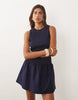 Mango cotton rich racer neck mini dress in navy
