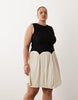 Curve color block crinkle mini dress in black & cream