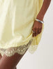 v-neck lace crinkle satin mini shift dress in yellow