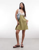 Reclaimed Vintage crochet summer dress in olive and cream