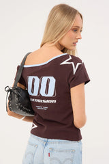 Neovision Modulate Off Shoulder Top Brown