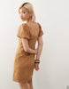 Reclaimed Vintage festival lace up faux suede mini dress in tan