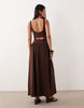 cut out detail maxi dress in chocolate