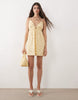 Abercrombie & Fitch strappy flowy mini dress skort with built in bra in yellow floral