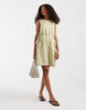 Vero Moda sleeveless bow tie side seersucker mini dress in green gingham print