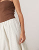 YAS bandeau contrast pinstripe maxi dress in brown and white