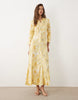 YAS maxi shirt dress in yellow floral print