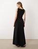 slash neck jersey midaxi dress in black