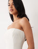 Miss Selfridge linen blend strapless maxi dress in stone