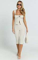 Susannah Top - Ruched Square Neck Bustier Top in Cream