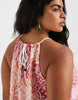 Vero Moda Curve high neck trapeze midi dress in pink paisley patchwork print