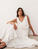 ARRANGE broderie ruffled V-neck maxi dress in white