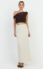 Vance Maxi Skirt - Linen Back Split Skirt in Oat