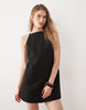low back tailored mini dress in black
