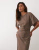 Mango T-shirt dress with twist detail in khaki