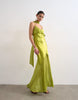 Topshop mixed fabric ruffle detail maxi slip dress in green
