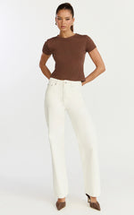 Georgina Top - Crew Neck Short Sleeve Baby Tee in Chocolate