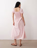 Wednesday's Girl shirred detailing midaxi smock dress in dusty pink