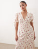 Miss Selfridge Petite button up maxi tea dress in vintage ditsy