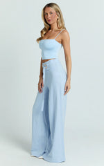 Delphine Top - Strap Straight Neck Top in Baby Blue
