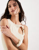 4th & Reckless fine knit gold hardware cut out detail sleeveless dress in lemon