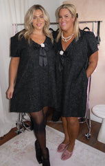Jeanette Dress ~ Black Blooms Jacquard