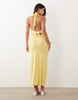 tie back halter midi dress in yellow