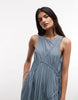 COLLUSION channel detailing high neck midi dress in blue plaid